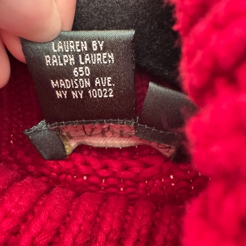 RALPH LAUREN Women's Cable Knit Turtleneck Sweater Pullover Sz M 100% Cotton Red - Picture 7 of 7